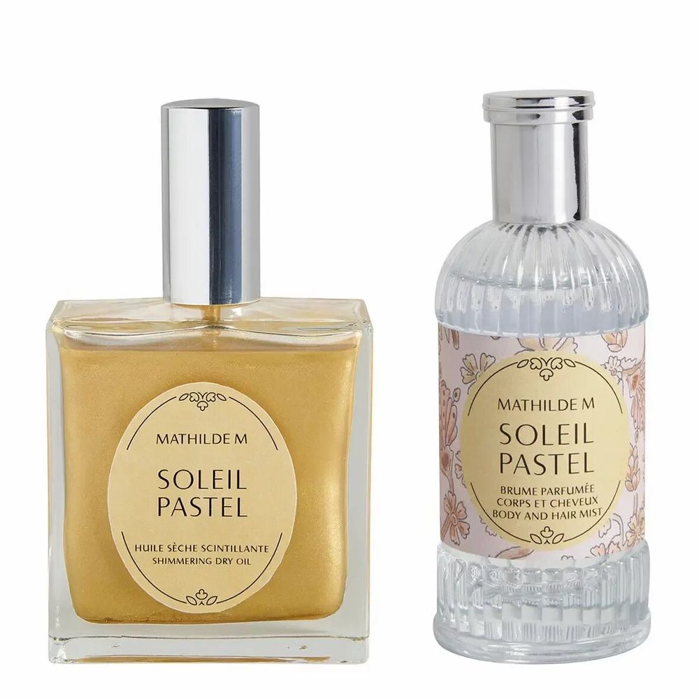 Caskets and boxes - Perfumed box of dry oil 100 ml and mist 75 ml - Soleil Pastel - MATHILDE M.