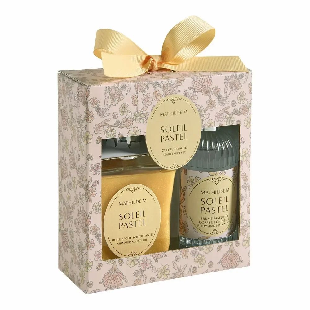 Caskets and boxes - Perfumed box of dry oil 100 ml and mist 75 ml - Soleil Pastel - MATHILDE M.