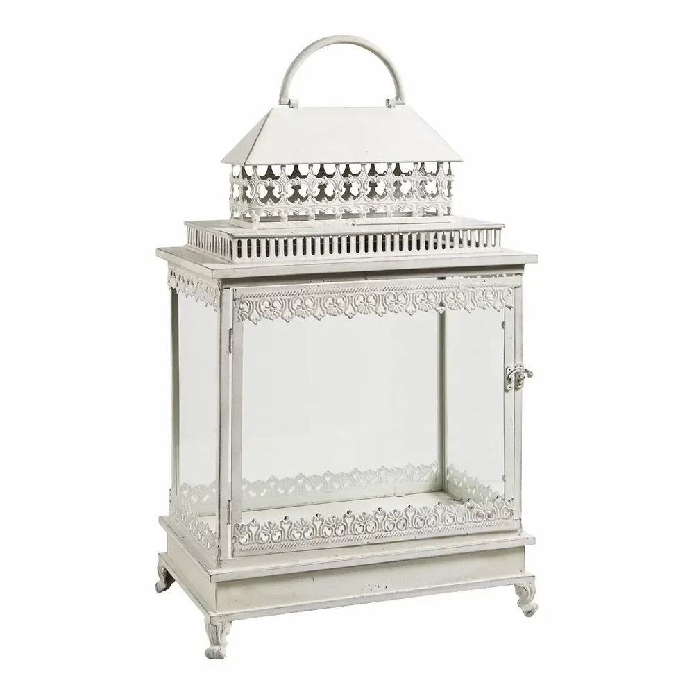 Bougeoirs et photophores  - Lanterne Marie en métal blanc 37 x 22,5 x 56 cm - MATHILDE M.