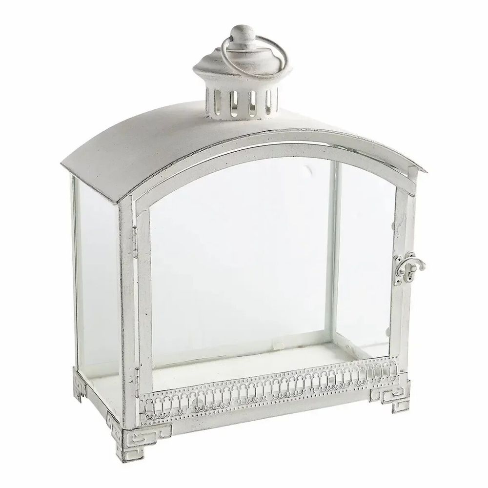 Bougeoirs et photophores  - Lanterne Marie en métal blanc 28 x 15,5 x 33 cm - MATHILDE M.