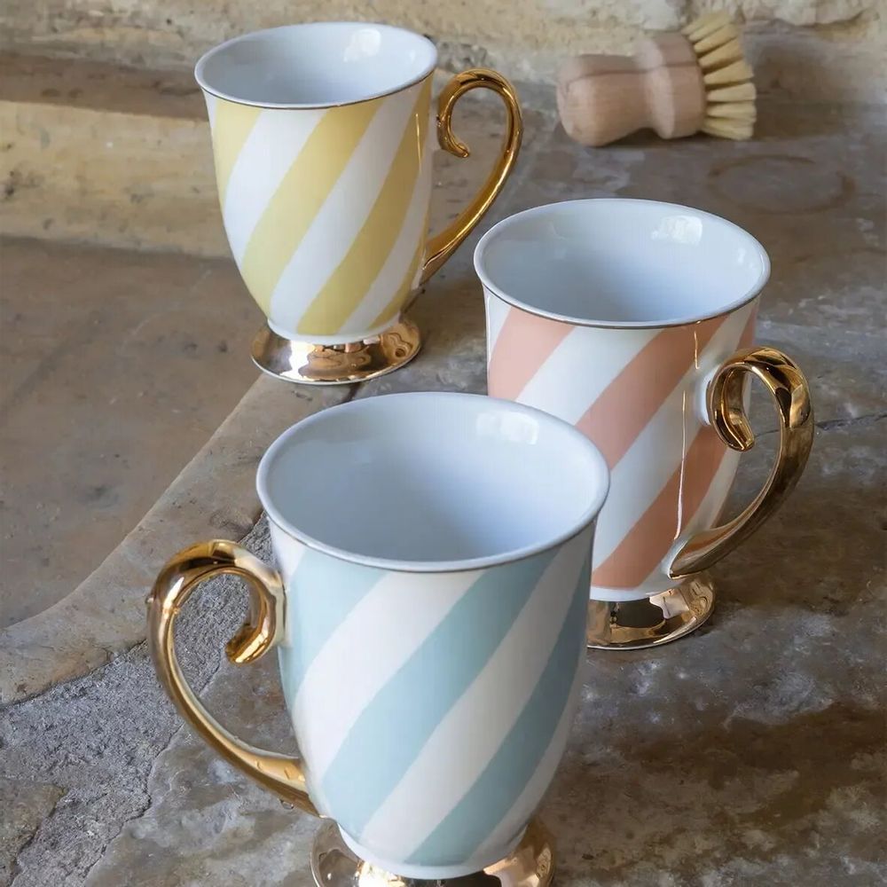 Mugs - Madame de Récamier mug with pastel stripes - 3 assorted - MATHILDE M.