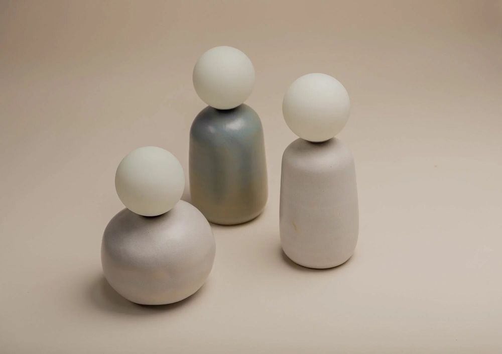 Table lamps - Nola Table Lamp in Blue Oxide by Cruc Studio, Ceramic Handmade Lamp - TULESTE FACTORY