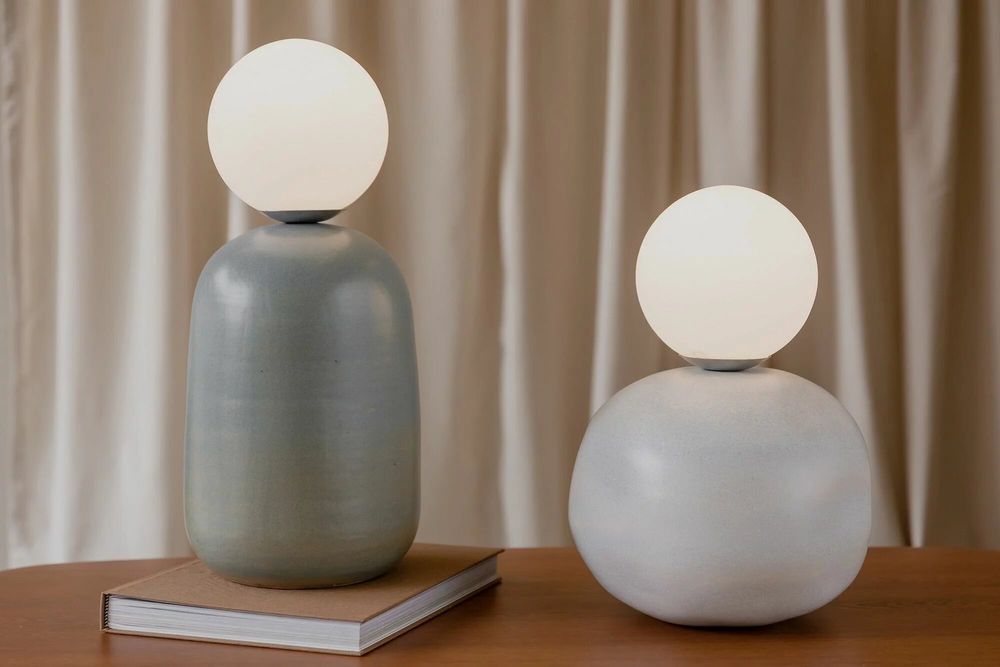 Table lamps - Nola Table Lamp in Blue Oxide by Cruc Studio, Ceramic Handmade Lamp - TULESTE FACTORY