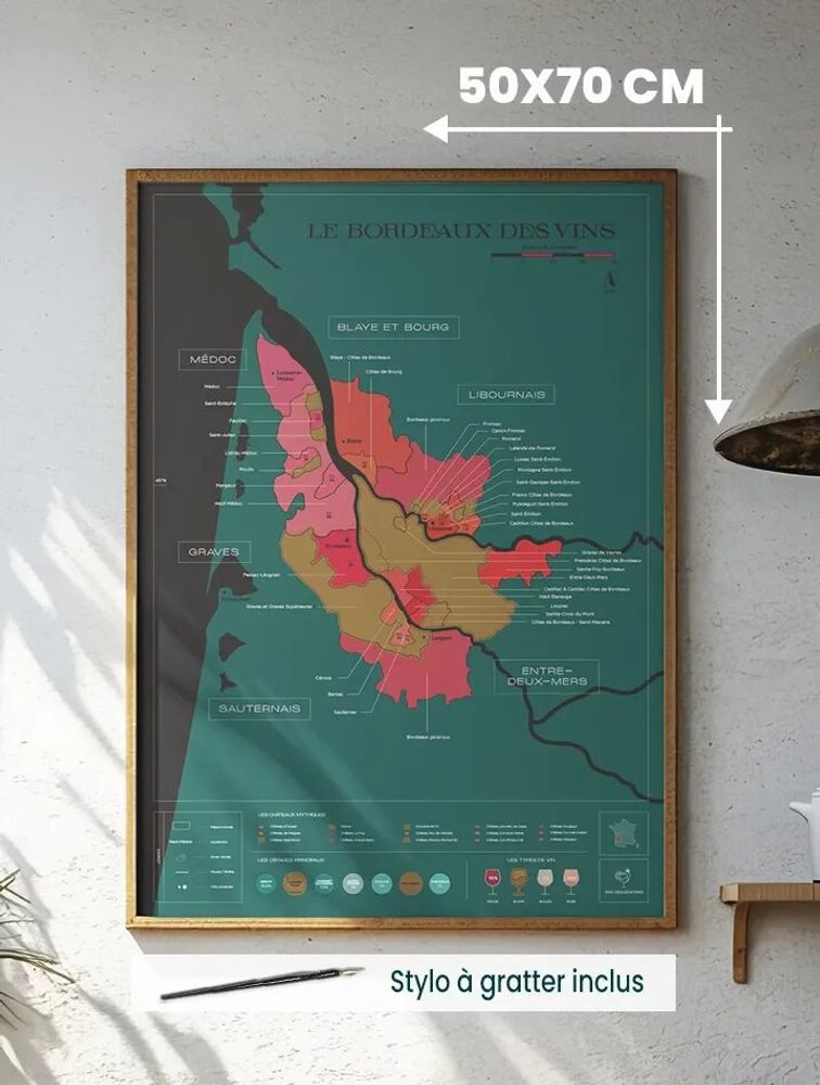 Decorative objects - Wine scratch-map - Bordeaux - 1020 DÉGUSTATIONS
