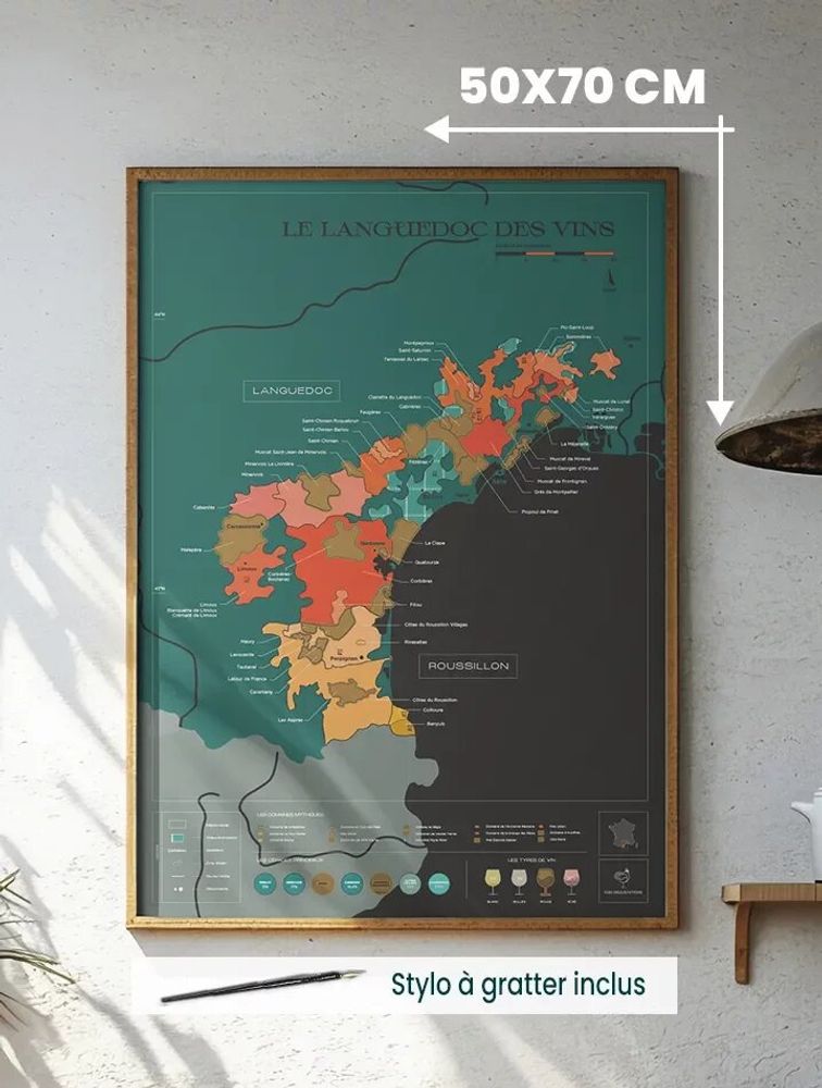 Decorative objects - Wine scratch-map - Languedoc - 1020 DÉGUSTATIONS