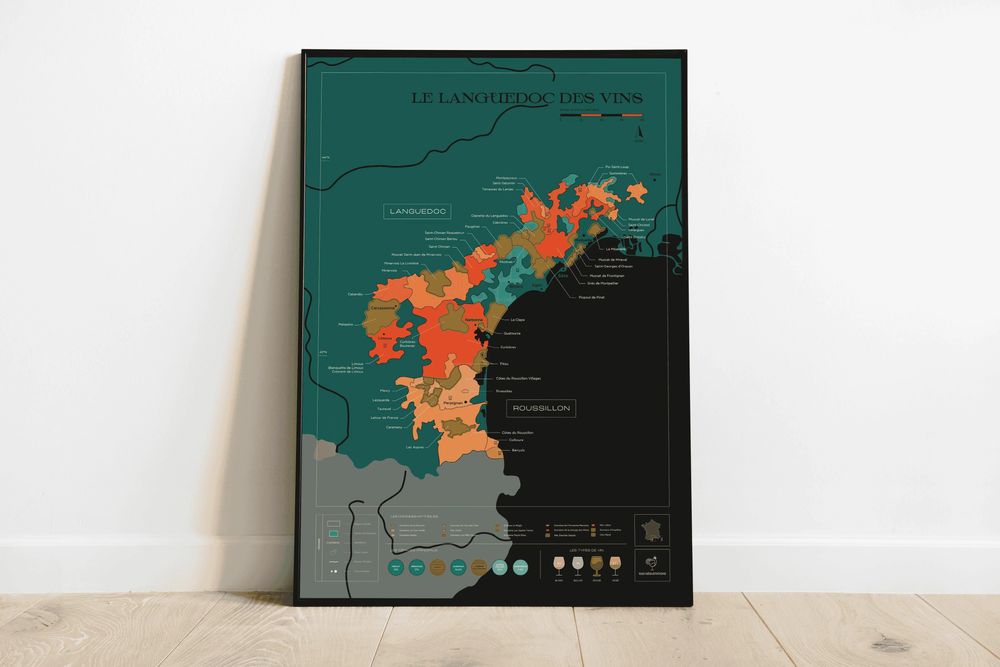 Decorative objects - Wine scratch-map - Languedoc - 1020 DÉGUSTATIONS