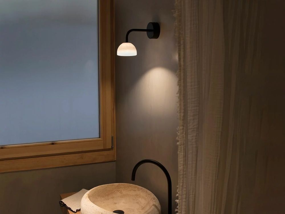 Wall lamps - ABSIDIOLA mini wall lamp with alabaster or ceramic shade - LUXCAMBRA