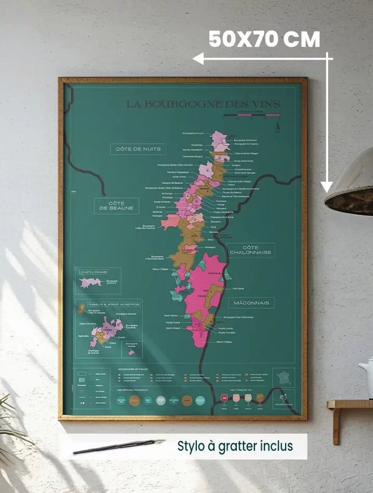 Decorative objects - Wine scratch-map - Burgundy - 1020 DÉGUSTATIONS