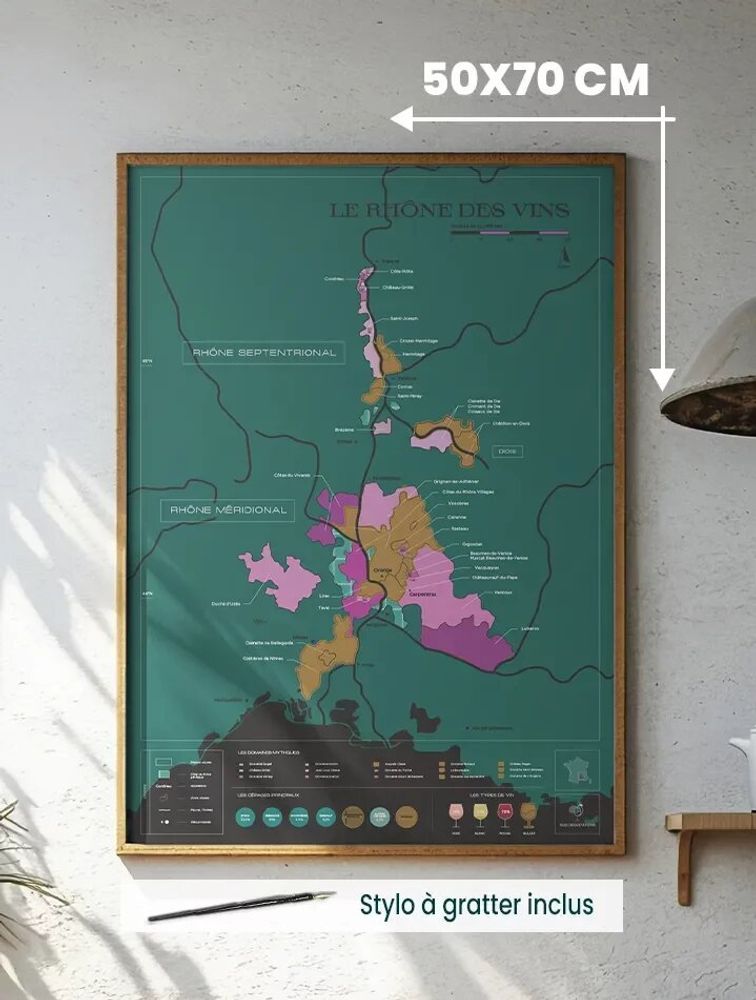 Decorative objects - Wine scratch-map - Rhône - 1020 DÉGUSTATIONS