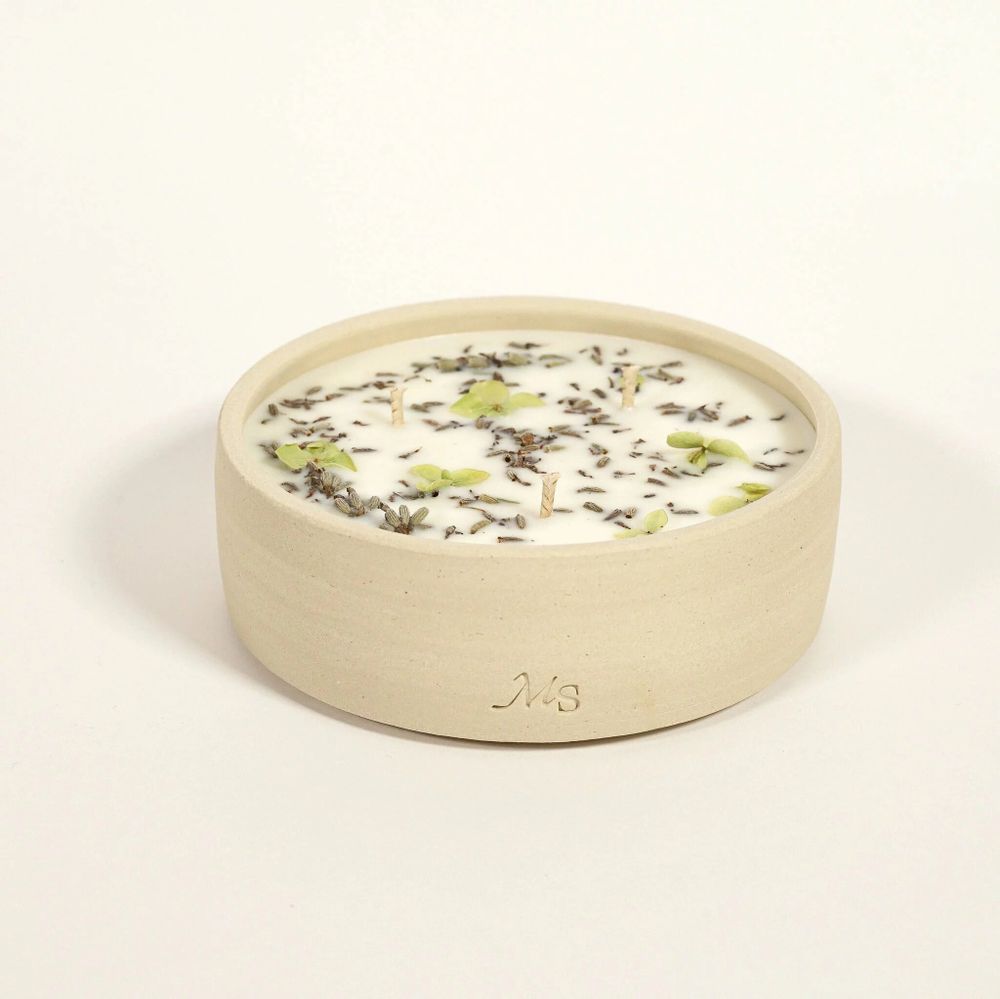 Décorations florales - Bougie grès - Fleur de coton (300G) - MAISON SÉJOUR