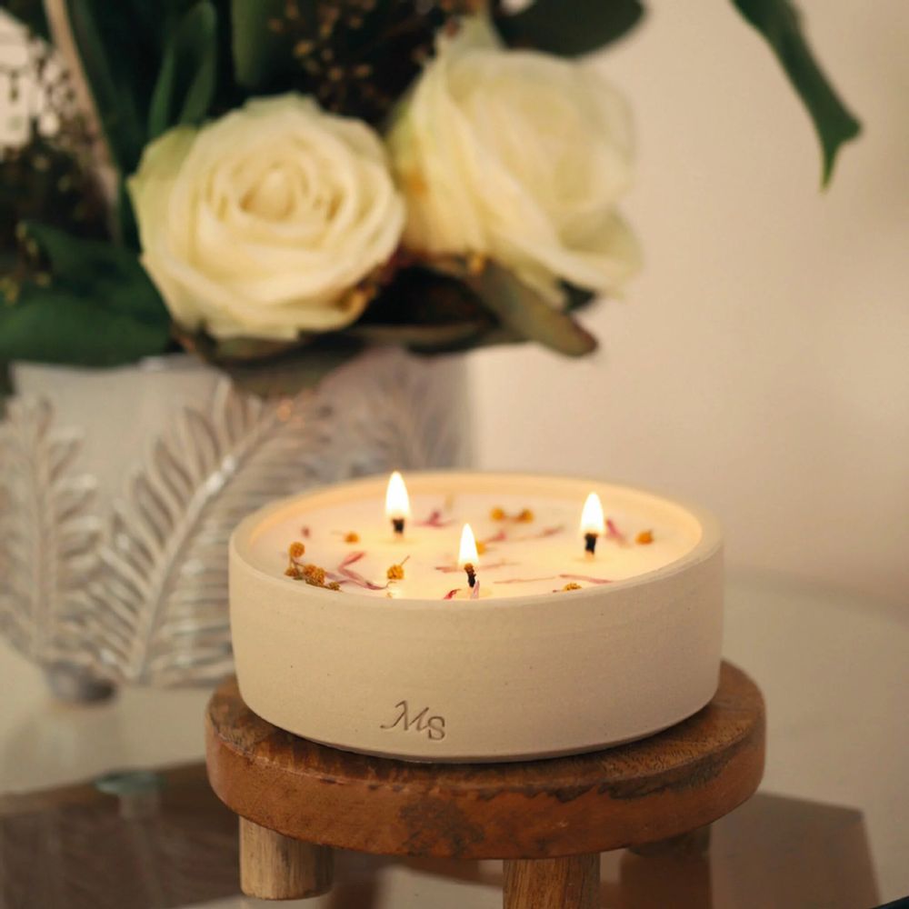 Décorations florales - Bougie grès - Frangipanier et Jasmin (300G) - MAISON SÉJOUR