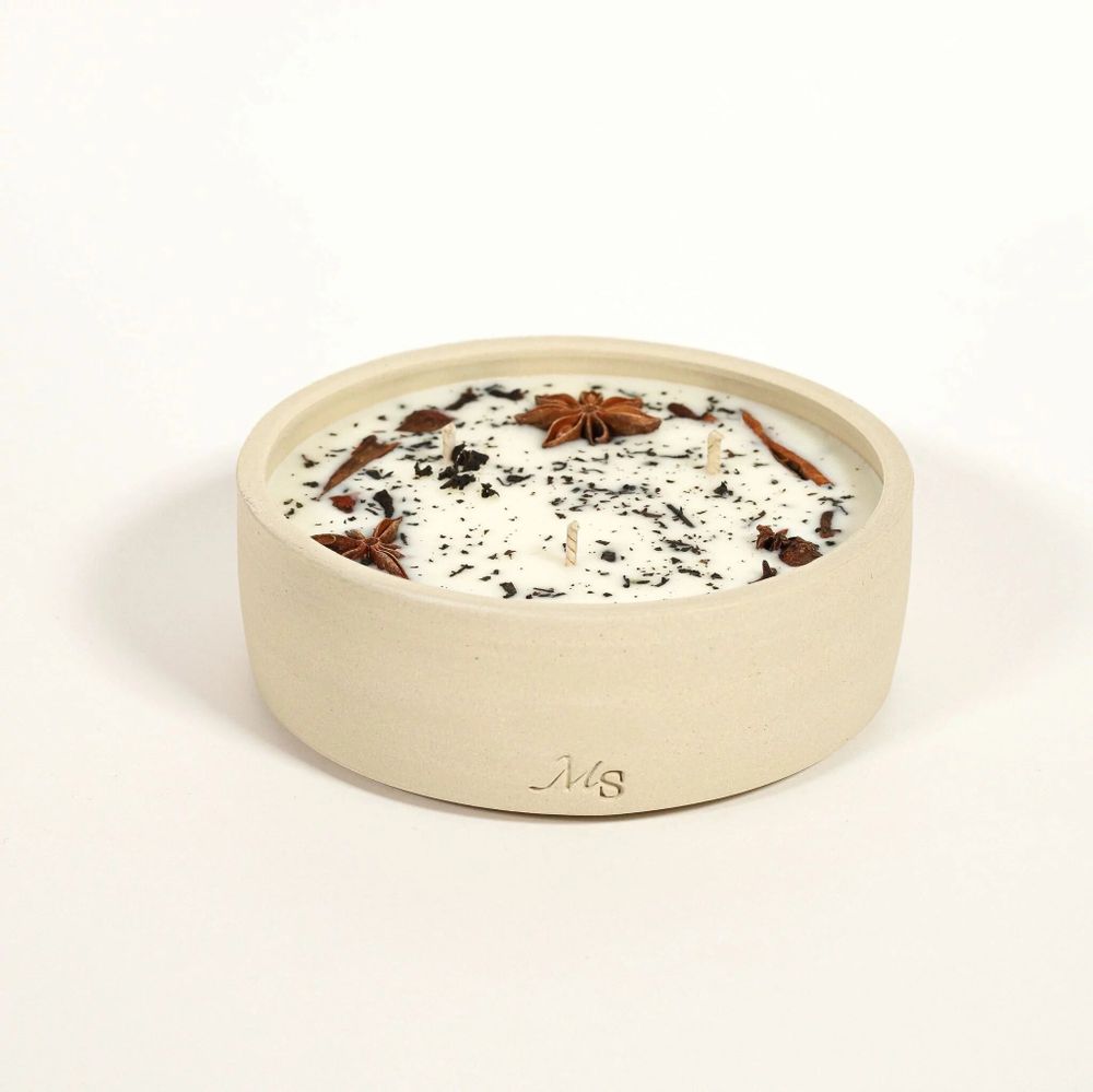 Floral decoration - Stoneware Candle - Tea & Gingerbread (300G) - MAISON SÉJOUR