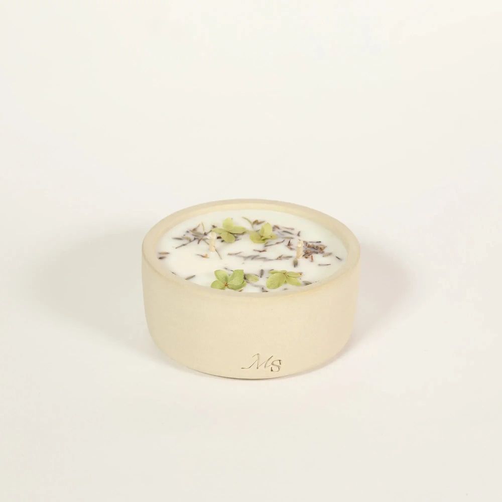 Décorations florales - Bougie grès - Fleur de coton (200G) - MAISON SÉJOUR