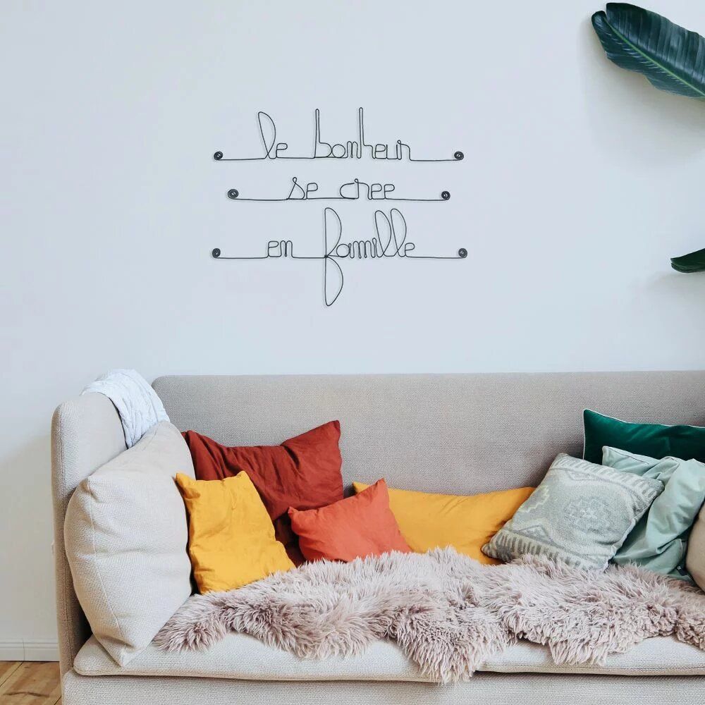 Other wall decoration - Wire Wall Decor Quote " Happiness is created in family " - BIJOUX DE MUR