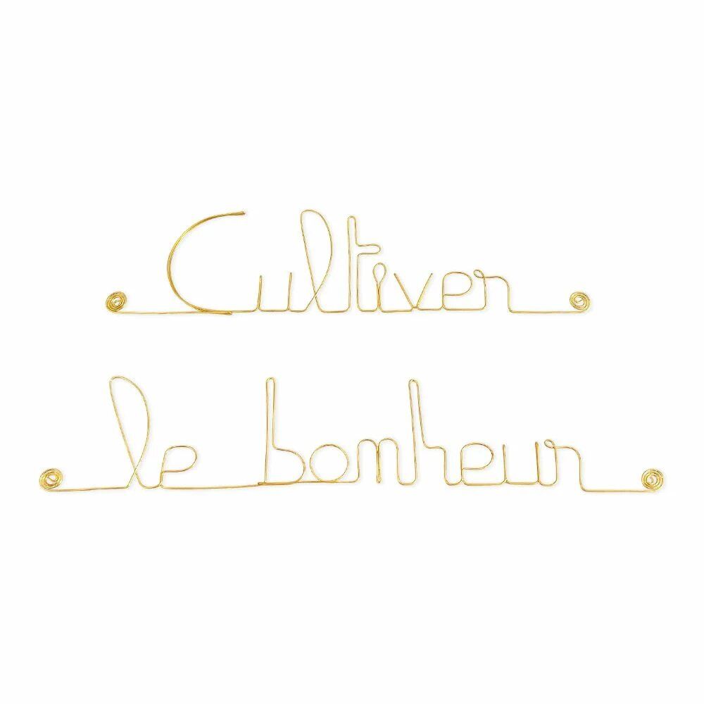 Other wall decoration - Gold Brass Wire Wall Decor ” Cultivating Happiness" - BIJOUX DE MUR