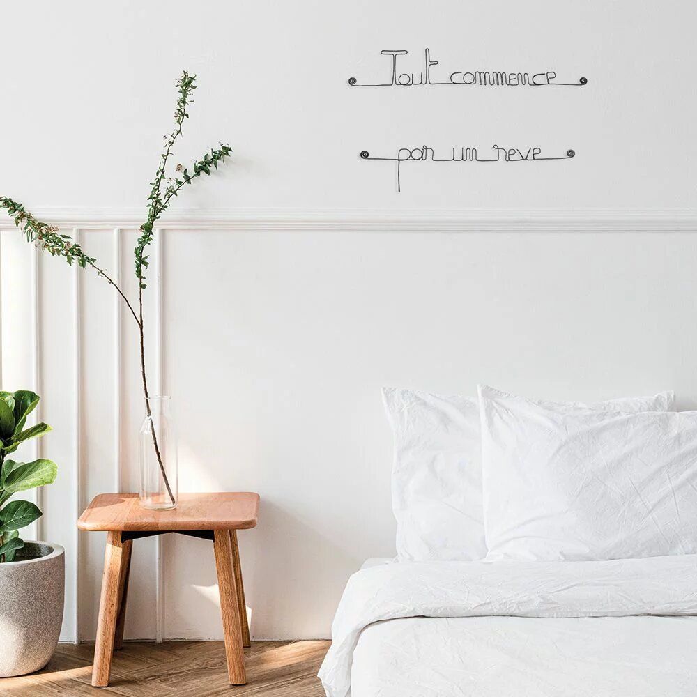 Objets déco enfant - Citation Murale en Fil de Fer "Tout commence par un rêve" - Chambre - BIJOUX DE MUR