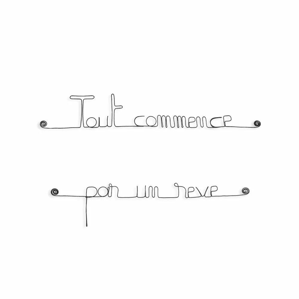 Objets déco enfant - Citation Murale en Fil de Fer "Tout commence par un rêve" - Chambre - BIJOUX DE MUR
