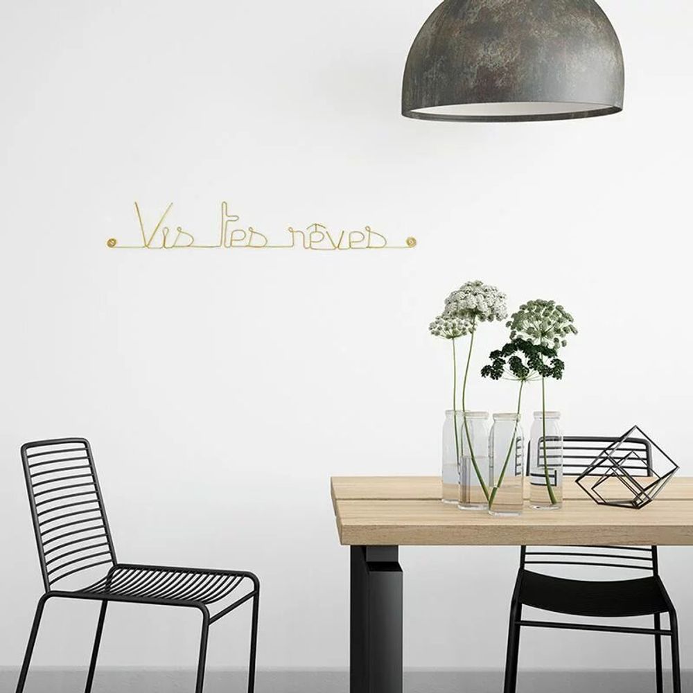 Other wall decoration - Gold Brass Wire Wall Decoration " Live your dreams ” - to pin - BIJOUX DE MUR