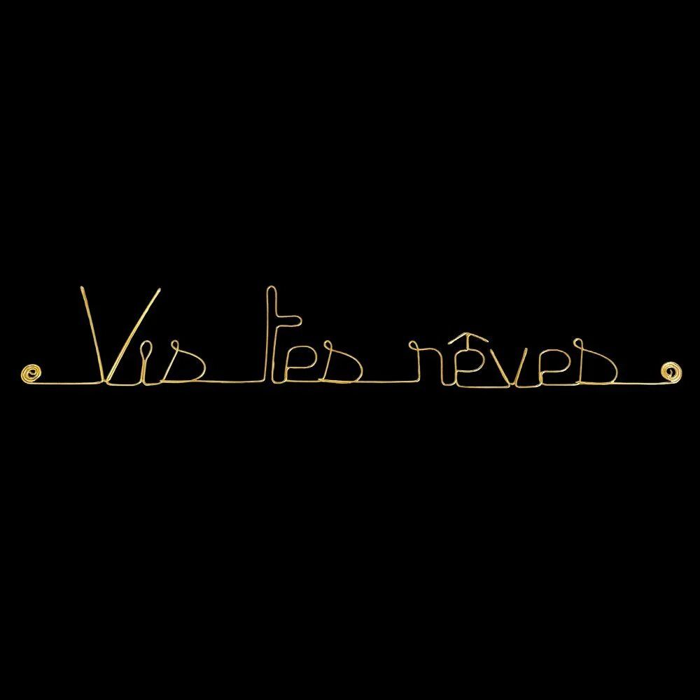 Other wall decoration - Gold Brass Wire Wall Decoration " Live your dreams ” - to pin - BIJOUX DE MUR