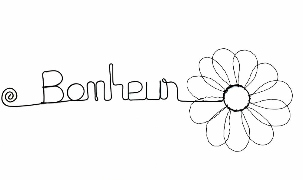 Autres décorations murales - Décoration murale en fil de fer - Fleur de Marguerite - "Bonheur" - BIJOUX DE MUR
