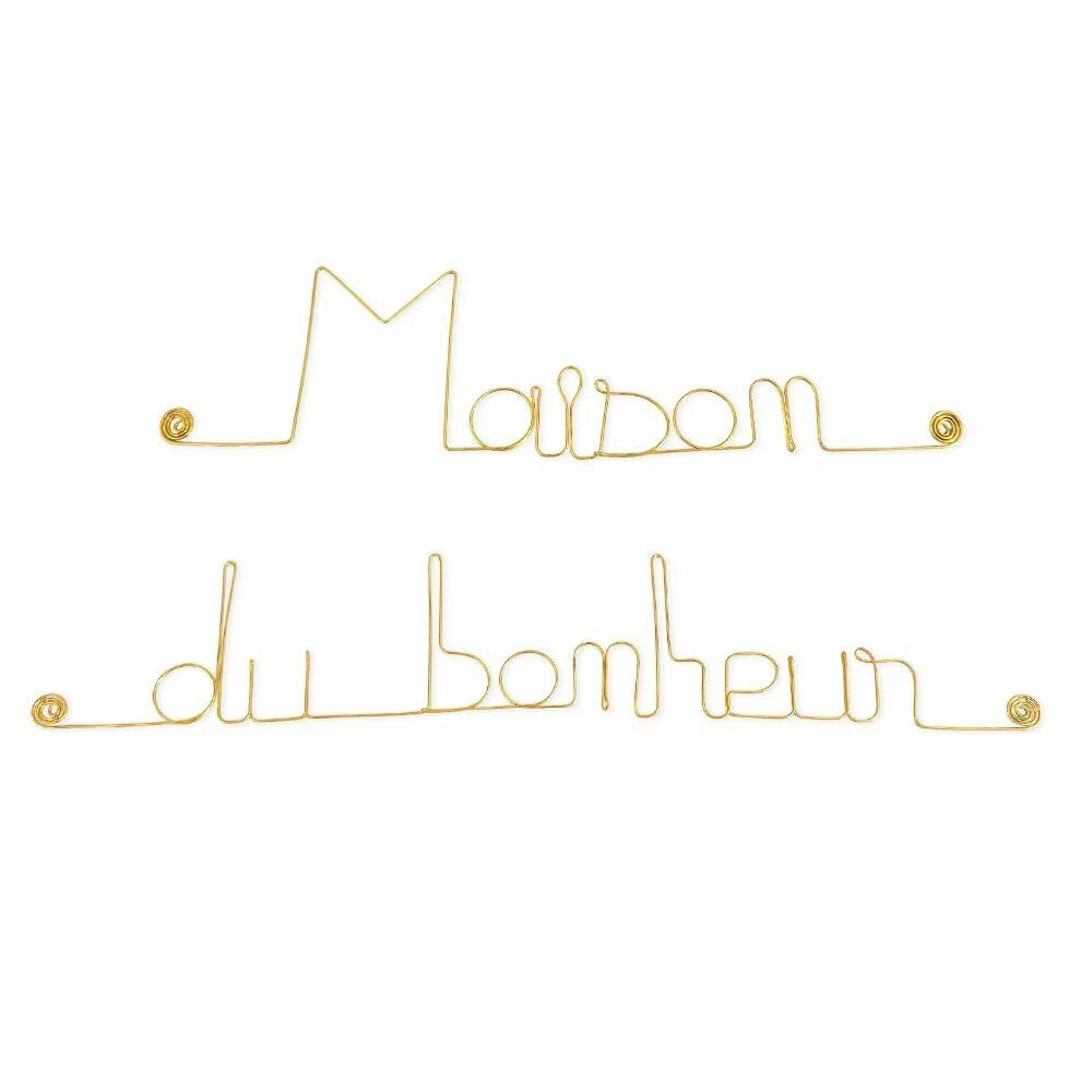 Autres décorations murales - Décoration Murale en Fil de Laiton Doré "Maison du bonheur" - BIJOUX DE MUR