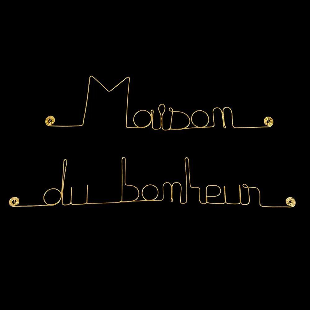 Autres décorations murales - Décoration Murale en Fil de Laiton Doré "Maison du bonheur" - BIJOUX DE MUR