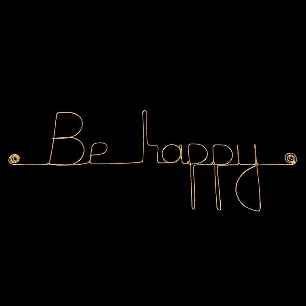 Other wall decoration - Little Word Gold Brass Wire Wall Decor ” Be happy" - BIJOUX DE MUR