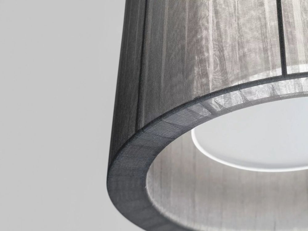 Hanging lights - INDIANA black hanging lamp with white, gray or beige organza shade - LUXCAMBRA