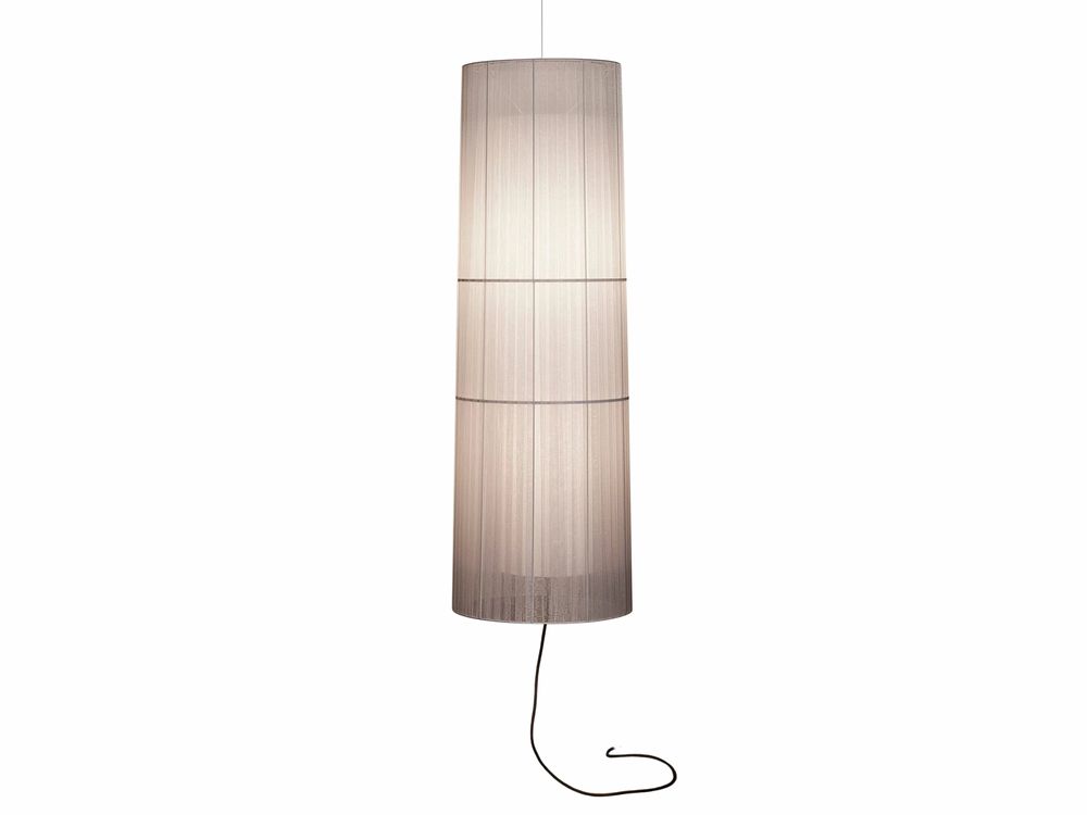 Hanging lights - INDIANA hanging lamp XL grey organza shade - LUXCAMBRA