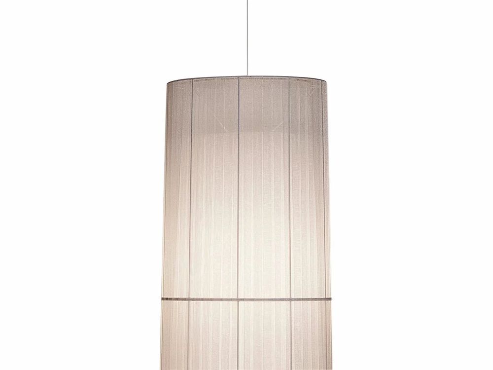 Hanging lights - INDIANA hanging lamp XL grey organza shade - LUXCAMBRA