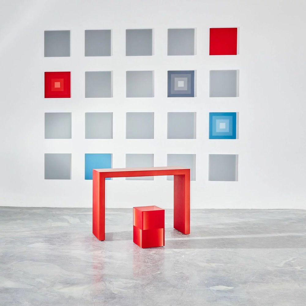 Stools - Two Way Shift Box in Red Epoxy Resin by Facture - TULESTE FACTORY