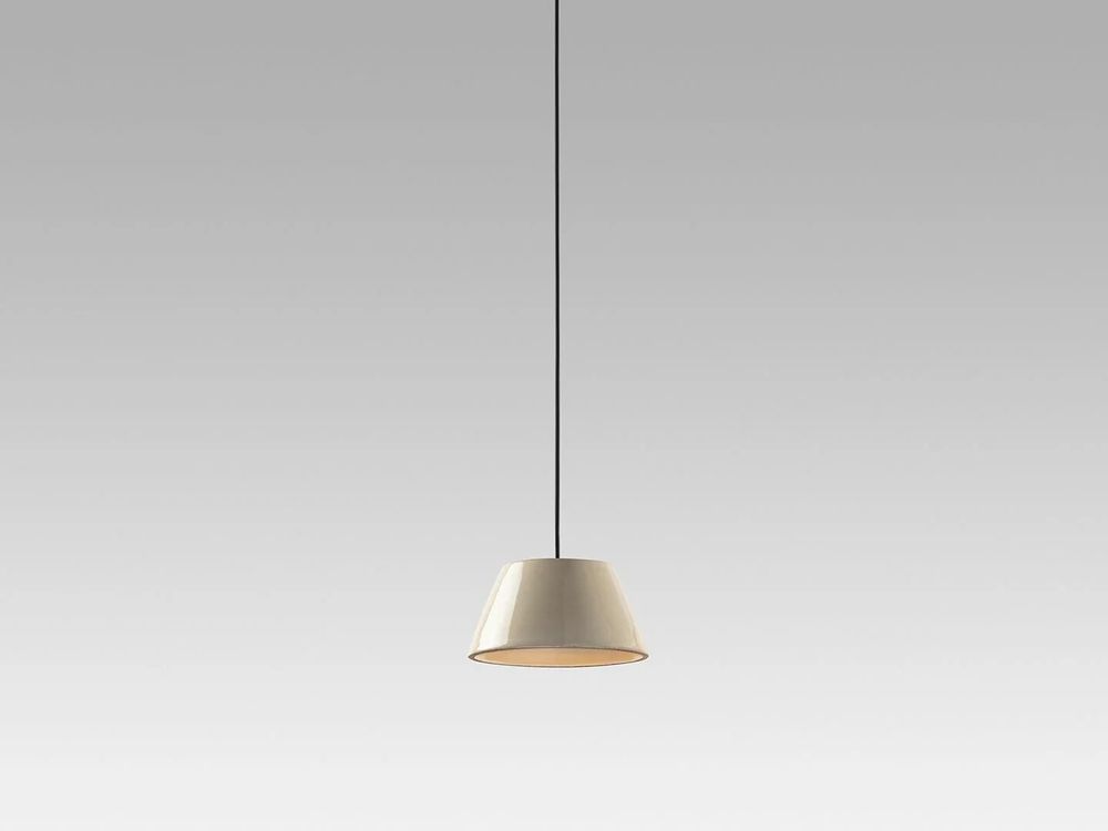 Hanging lights - ABSIDIOLA conica hanging lamp with ceramic shade - LUXCAMBRA