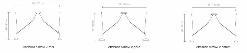 Hanging lights - ABSIDIOLA mini moving hanging lamp with 2 alabaster/ceramic shades - LUXCAMBRA
