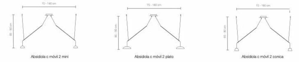 Hanging lights - ABSIDIOLA moving hanging lamp plato with 2 ceramic shades - LUXCAMBRA