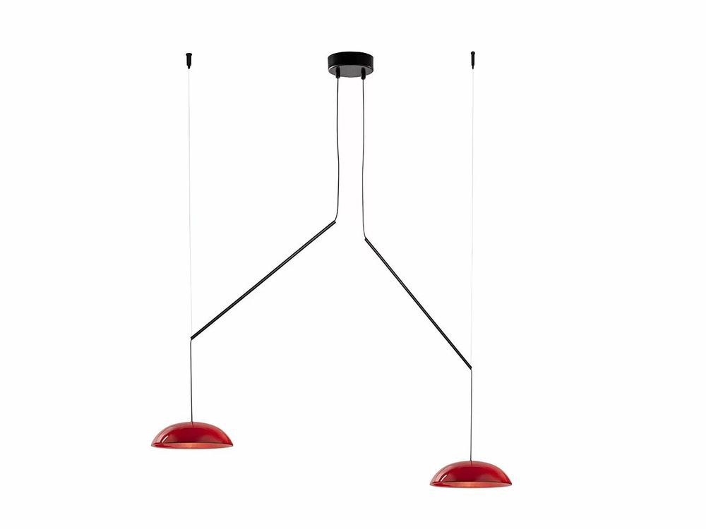 Hanging lights - ABSIDIOLA moving hanging lamp plato with 2 ceramic shades - LUXCAMBRA