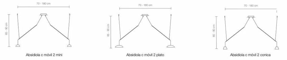 Hanging lights - ABSIDIOLA moving hanging lamp with 2 ceramic shades - LUXCAMBRA
