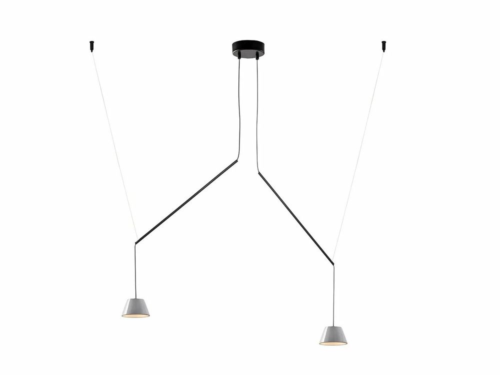 Hanging lights - ABSIDIOLA moving hanging lamp with 2 ceramic shades - LUXCAMBRA