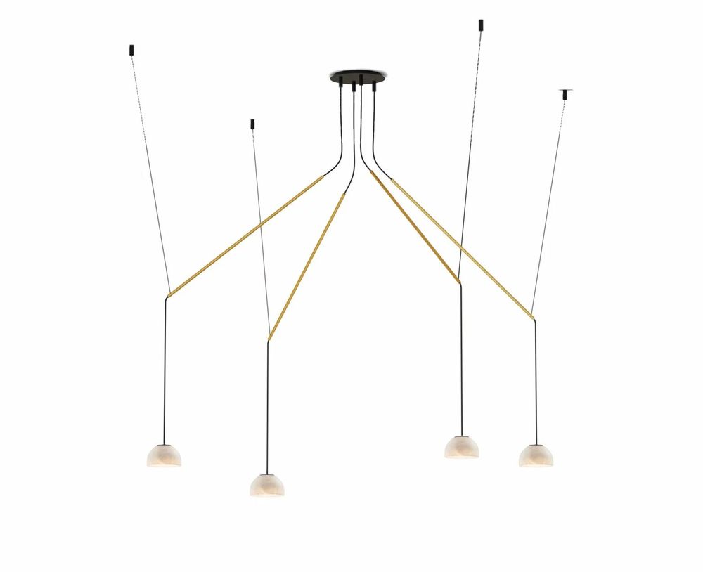 Hanging lights - ABSIDIOLA mini moving hanging lamp with 4 alabaster/ceramic shades - LUXCAMBRA