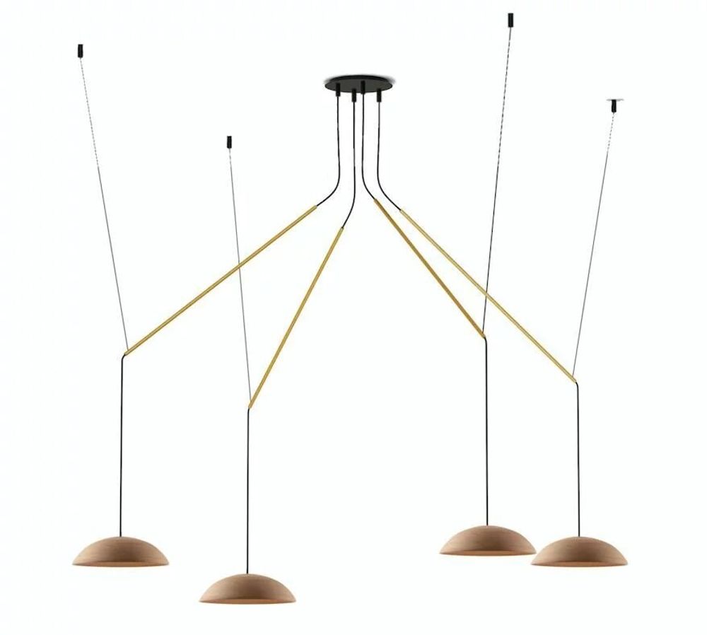 Hanging lights - ABSIDIOLA moving hanging lamp with 4 plato ceramic shades - LUXCAMBRA