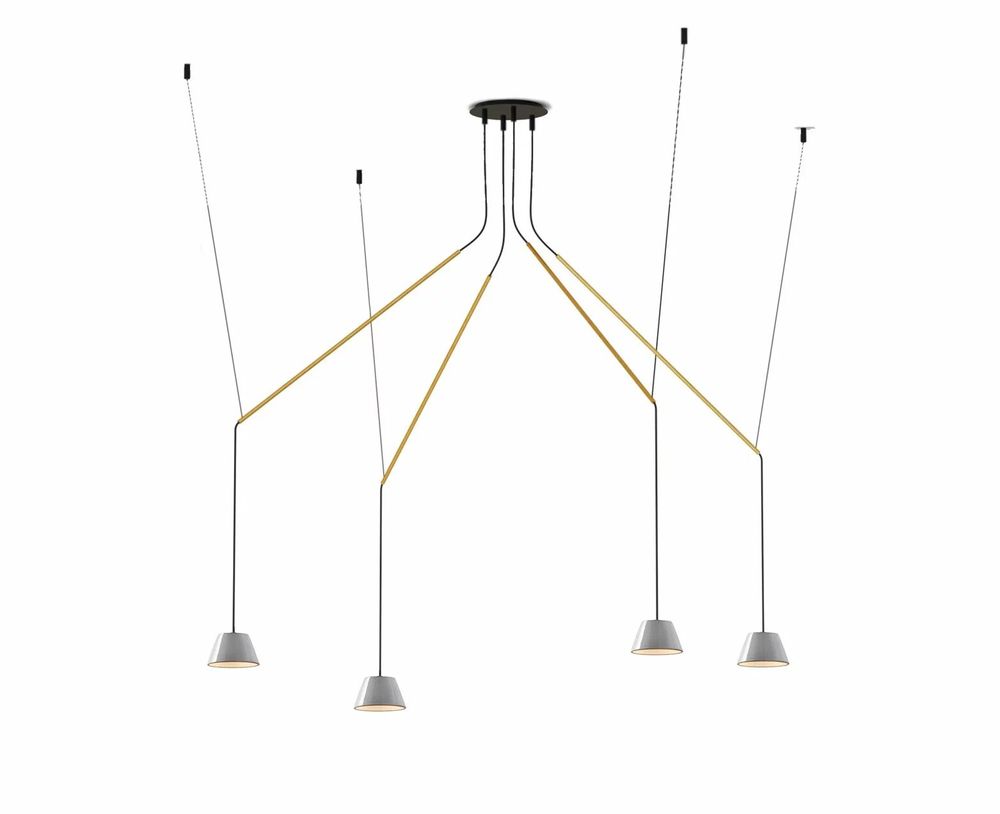 Hanging lights - ABSIDIOLA conica moving hanging lamp with 4 ceramic shades - LUXCAMBRA