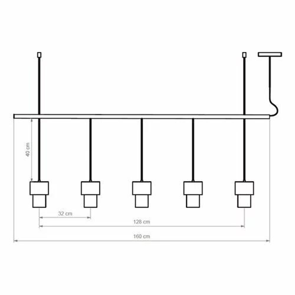 Hanging lights - KAN linear hanging lamp in white with 5 shades in cotonet sand - LUXCAMBRA
