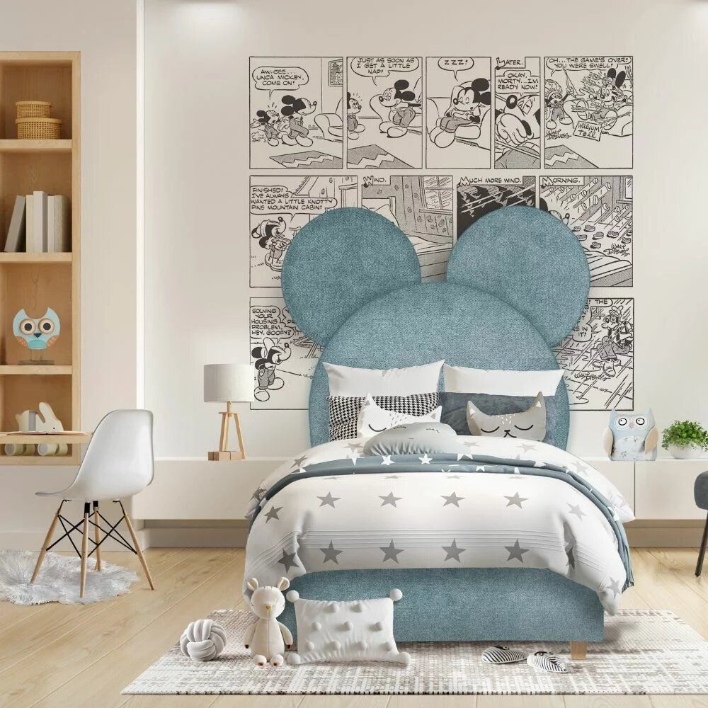 Children's bedrooms - Crazy Mouse Upholstered Bed - BLUE BEAR