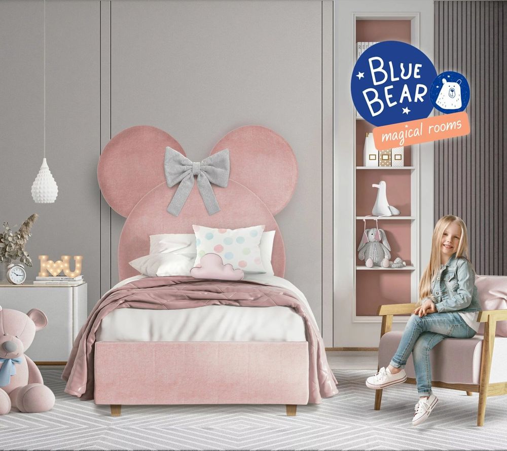Children's bedrooms - Crazy Mouse Upholstered Bed - BLUE BEAR