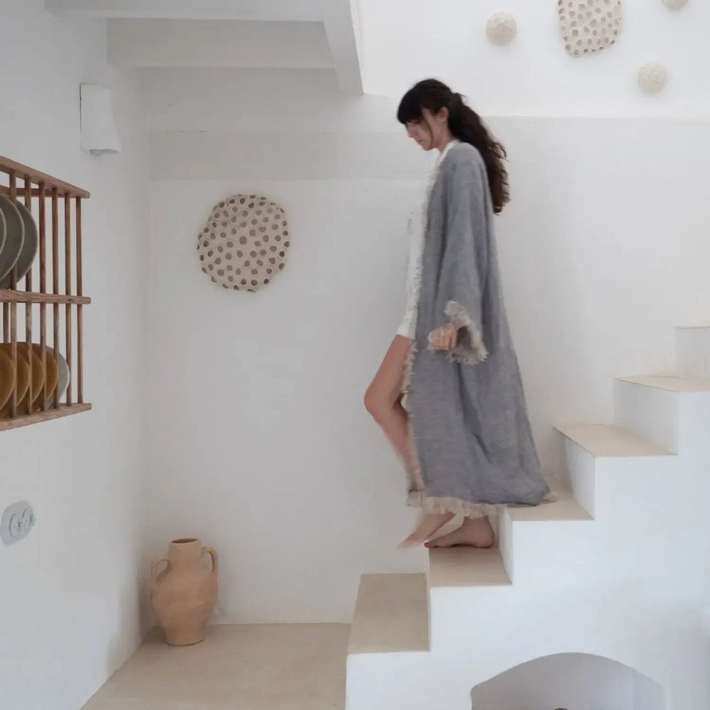 Homewear - GRACE double linen gauze kimono length 120 cm - BED AND PHILOSOPHY