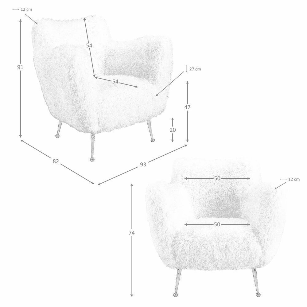 Armchairs - White long pile fabric armchair - ANGEL CERDÁ