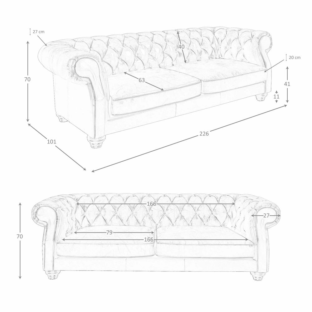 Sofas - 3 seater chester sofa in cognac brown leather - ANGEL CERDÁ