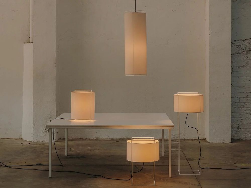 Hanging lights - LEWIT hanging lamp of 106cm with cotonet shade - LUXCAMBRA