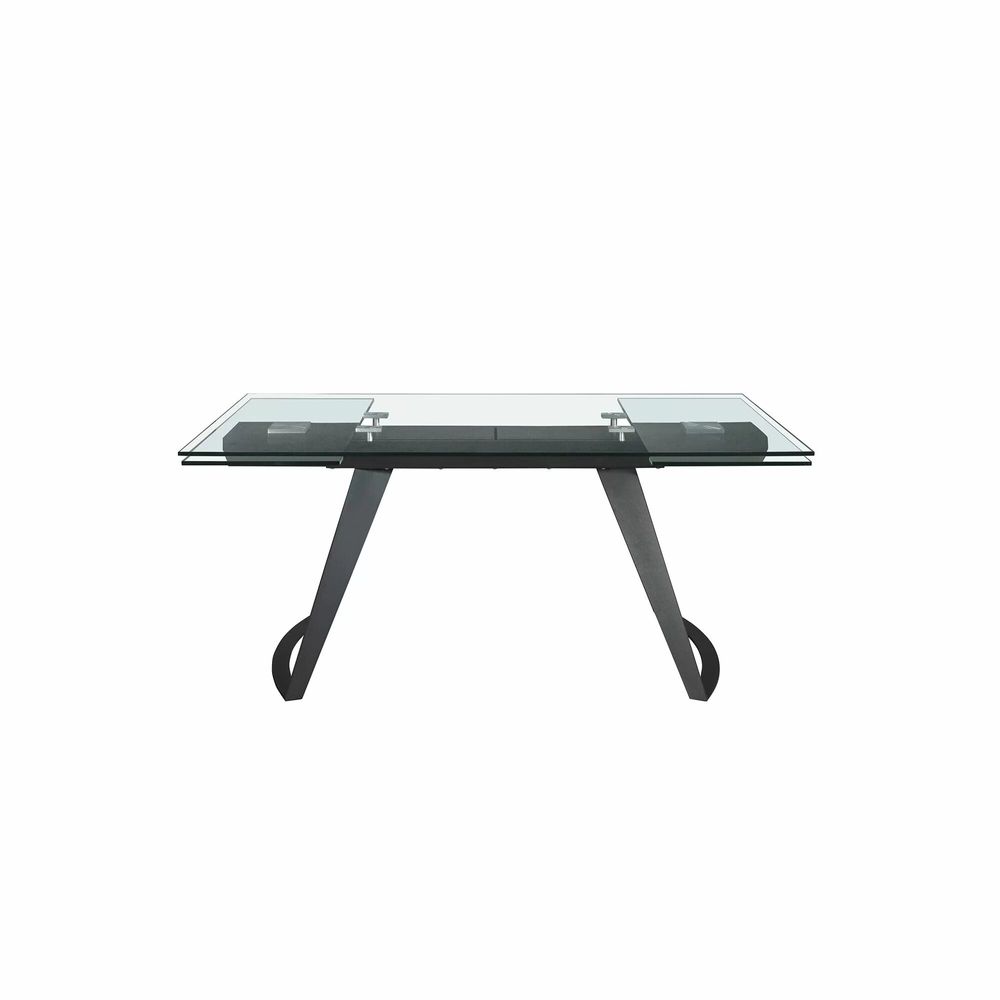 Tables Salle à Manger - Table à manger extensible rectangulaire en verre trempé et acier noir - ANGEL CERDÁ