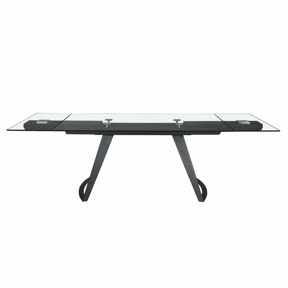 Tables Salle à Manger - Table à manger extensible rectangulaire en verre trempé et acier noir - ANGEL CERDÁ