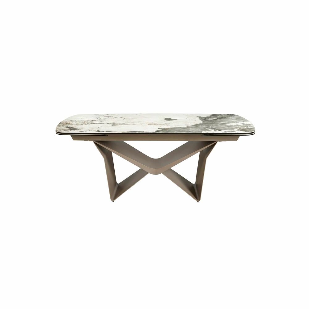 Dining Tables - Oval barrel-shaped extendable dining table in porcelain marble and cha - ANGEL CERDÁ